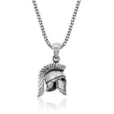 Silver Knight Helmet Necklace